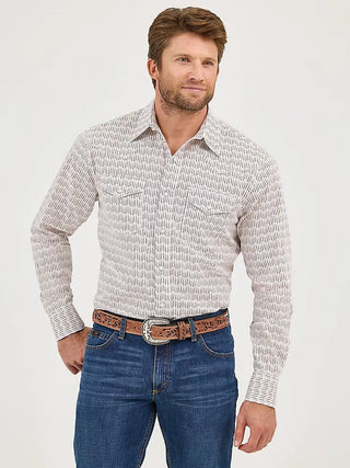 Cowboy Swagger Wrangler Men’s LS Dot Striped Pearl Snap Shirt