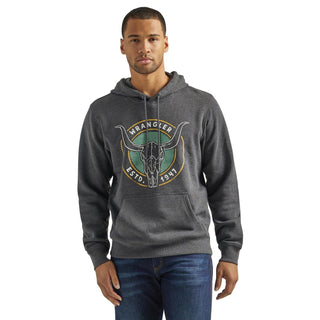 Cowboy Swagger Wrangler Mens Longhorn Logo Gray Hoodie