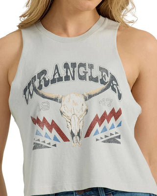 Cowboy Swagger Wrangler Retro Women’s Festival Aztec Steer Cropped Tank