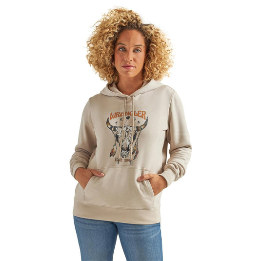 Wrangler Retro Beige Bull Print - Ladies Hoodie - 112339539 - L