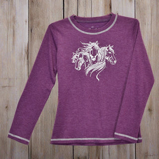 Cowgirl Hardware Shirts & Tops Cowgirl Hardware Toddler Triple Horse Tee Purple
