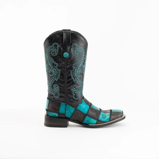 Ferrini Boots Ferrini Women's Patchwork Western Boot Black/Teal