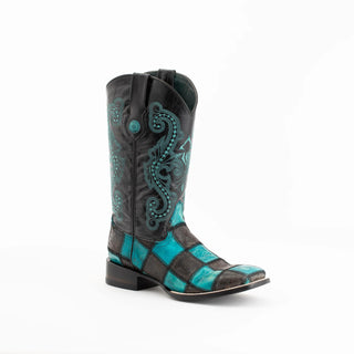 Ferrini Boots Ferrini Women's Patchwork Western Boot Black/Teal