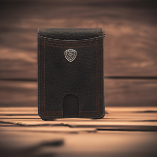 Ariat Bifold Money Clip Shield Concho Brown