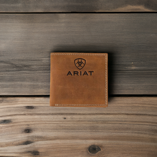 Ariat Logo & Shield Genuine Leather Wallet