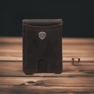 Ariat Bifold Money Clip Shield Concho Brown