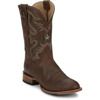 Justin Justin Mens Wells Rich Mahogany Cowhide Western Boot