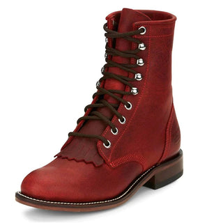 Justin Boots Justin Womens McKean 7" Lace-Up Roper Red