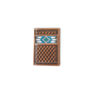 M&F Western Wallets & Money Clips Ariat Tri-Fold Style Wallet Southwestern Inlay Brown