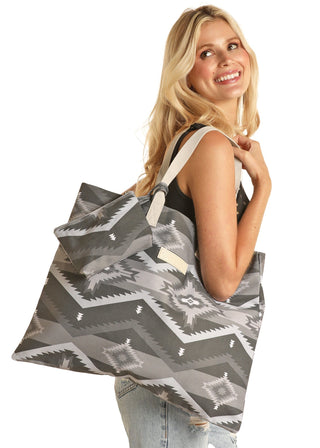 Rock and Roll Rock & Roll Black Printed Bag With Pleather Handle