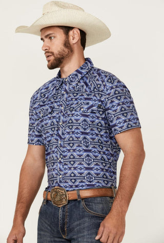 Rock & Roll Men's Shirts Rock & Roll Men's Tek Southwestern Print Short Sleeve Snap Western Shirt