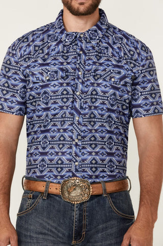 Rock & Roll Men's Shirts Rock & Roll Men's Tek Southwestern Print Short Sleeve Snap Western Shirt