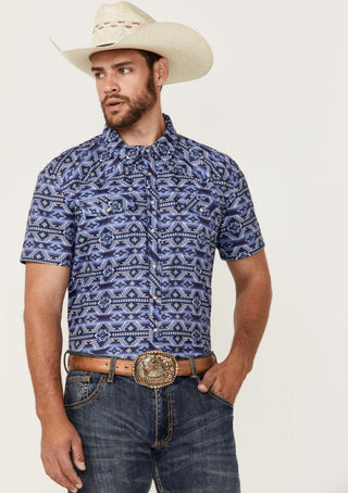 Rock & Roll Men's Shirts Rock & Roll Men's Tek Southwestern Print Short Sleeve Snap Western Shirt