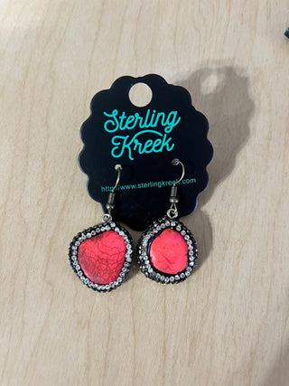 Sterling Kreek Round Rock Earrings Crimson