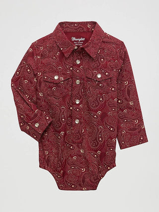 Wrangler Baby & Toddler Tops Western Baby Boy Paisley Snap Onesie