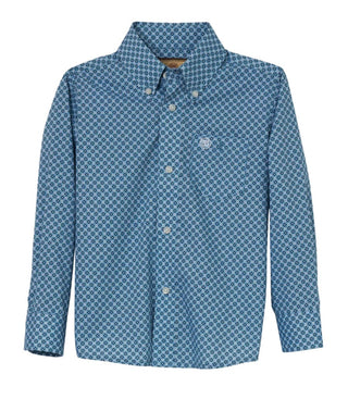 Wrangler Boys Wrangler Boy’s Classic Long Sleeve Shirt Light Blue Print