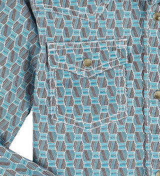 Wrangler Wrangler Boy’s Geo Print Long Sleeve Snap Comfort Western Shirt