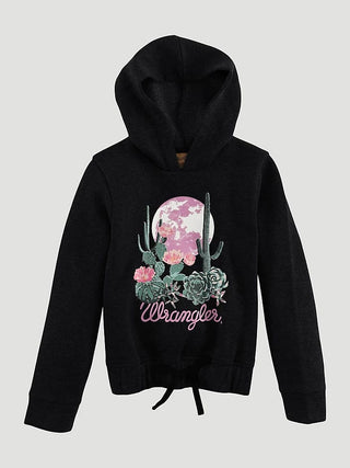 Wrangler Wrangler Girls Graphic Cinched Hoodie Sweatshirt in Black