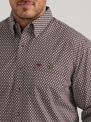 Wrangler Shirts & Tops Wrangler Men’s Long Sleeve Burgundy Floral Geo Print Western Shirt