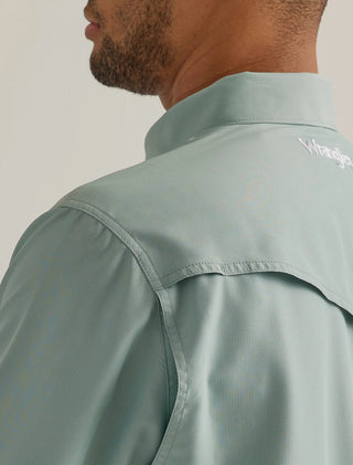 Wrangler Men's Shirts Wrangler Men’s Performance Snap Short Sleeve Solid Shirt Gray