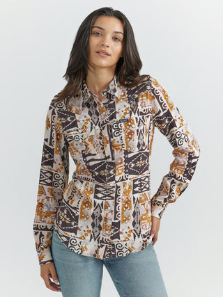 Wrangler Shirts & Tops Wrangler Retro Women's Punchy Snap Top Pink/Brown