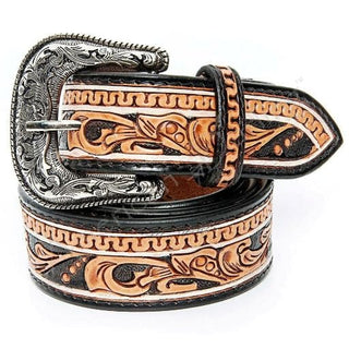 Cowboy Swagger American Darling Black Brown Tooled Belt