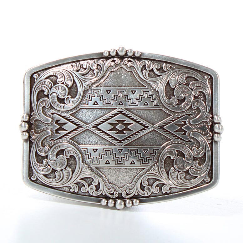 Ariat Silver Longhorn Rectangle Belt Buckle