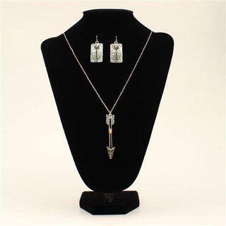 Cowboy Swagger Blazin Rox Silver Chain Arrow Pendant Set