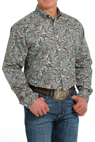 Cowboy Swagger Cinch Men’s Multi Color Paisley Print Green Western Shirt
