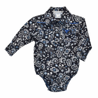 Cowboy Swagger Cowboy Hardware Infant Toddler & Youth Paisley Design Long Sleeve Print Black