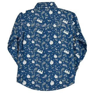 Cowboy Swagger Cowboy Hardware Youth Roman Paisley Long Sleeve Print Slate Blue