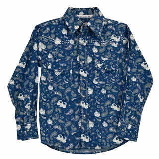 Cowboy Swagger XSmall Cowboy Hardware Youth Roman Paisley Long Sleeve Print Slate Blue