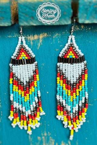 Cowboy Swagger Kiowa Seed Bead Earrings