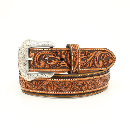 Nocona Western Belt Mens Leather Tooled Diamond Conchos Black