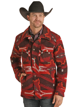 Cowboy Swagger Coats & Jackets Small Panhandle Men’s Red Aztec Jacquard Commander jacket