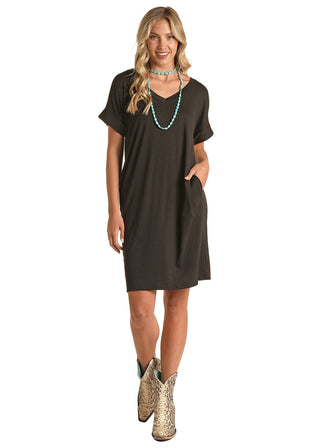 Cowboy Swagger Panhandle Women’s Cuff Sleeve Knit Dress Black