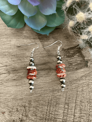 Cowboy Swagger Red Spiny and Navajo Earrings
