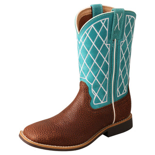 Cowboy Swagger Shoes 11C Top Hand- Distressed Saddle & Teal