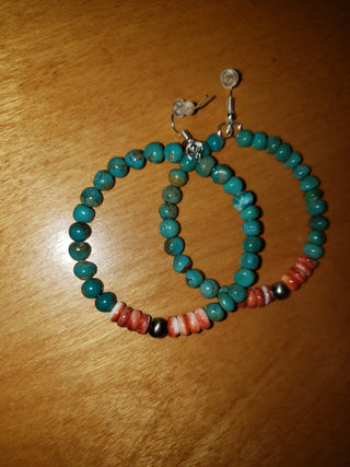 Cowboy Swagger Turquoise & Spiny Vibrant Hoop Earrings