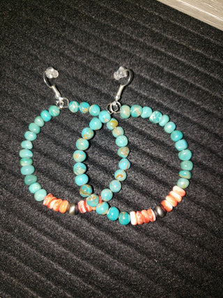 Cowboy Swagger Turquoise & Spiny Vibrant Hoop Earrings