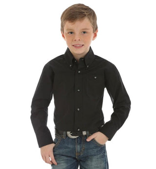 Cowboy Swagger Shirts & Tops Small Wrangler Boy’s Classic Long Sleeve Shirt Black