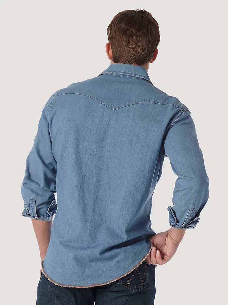 Men's Denim Work Shirt by Wrangler Light Blue Pearl Snap Unworn - Etsy  Denmark