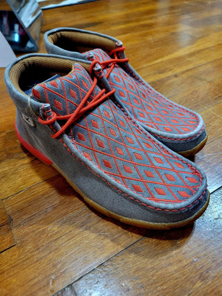 Twisted X Shoes Grey and Grenadine Ladies Chukka Driving Moc